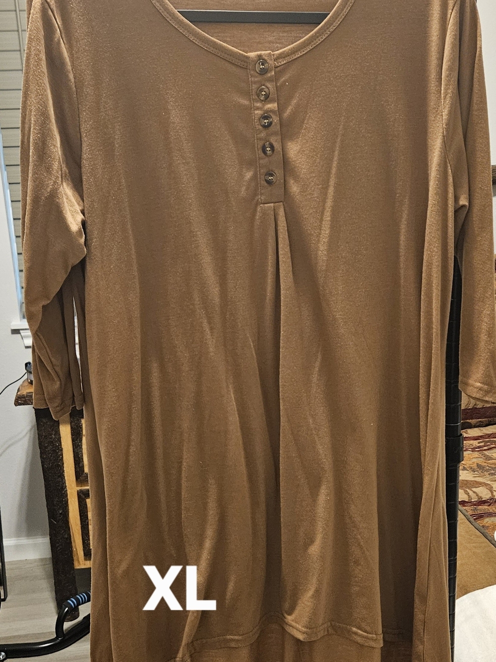 Women's Button-Front Tunic Dress (Or Tunic)  in Camel
